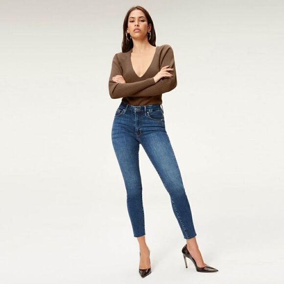 NWT GOOD AMERICAN RIBBED SWEATER BODYSUIT SEPIA - Picture 2 of 3